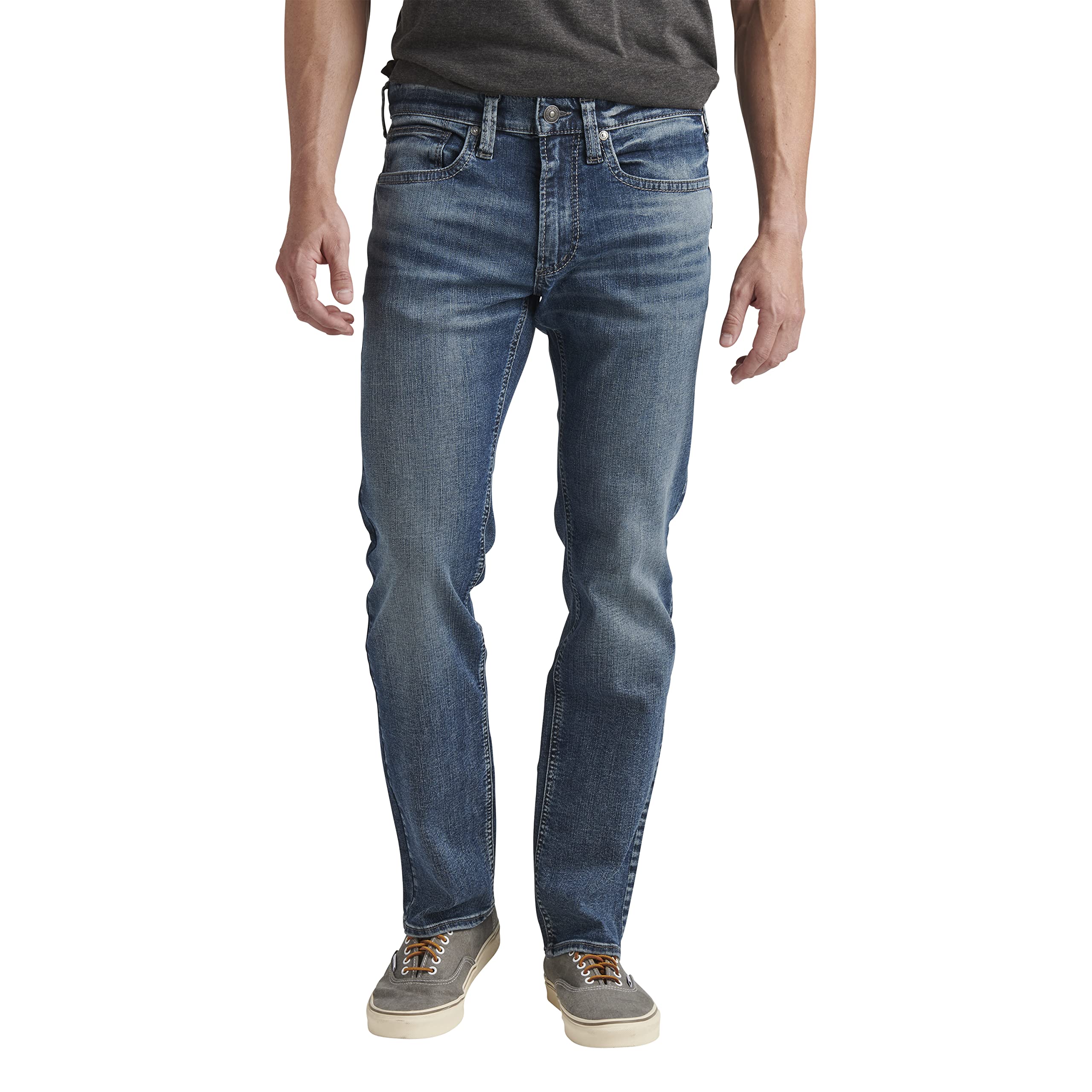 Silver Jeans Co. Men's Eddie Relaxed Fit Tapered Leg Jeans - Comfortable Denim Pants for Casual Wear & Everyday Use | Perfect for Work, Weekend Outings & Relaxing