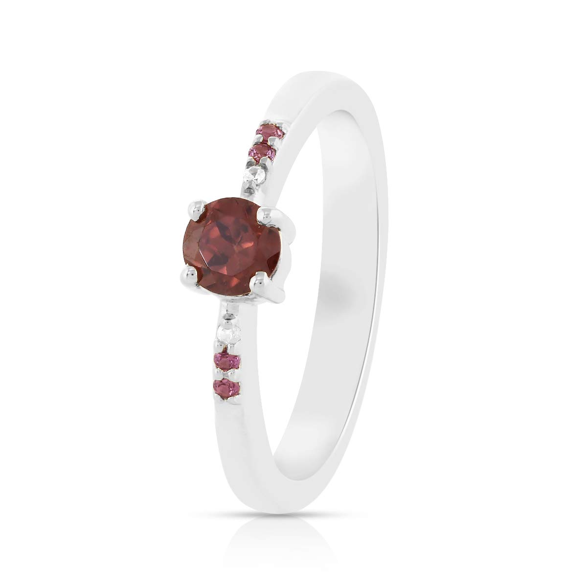 Red Rhodolite Garnet & White Zircon 925 Sterling Silver Ring for Women | Elegant Jewelry Gift for Mom, Wife, Girlfriend | Perfect for Weddings, Anniversaries, Birthdays & Special Occasions