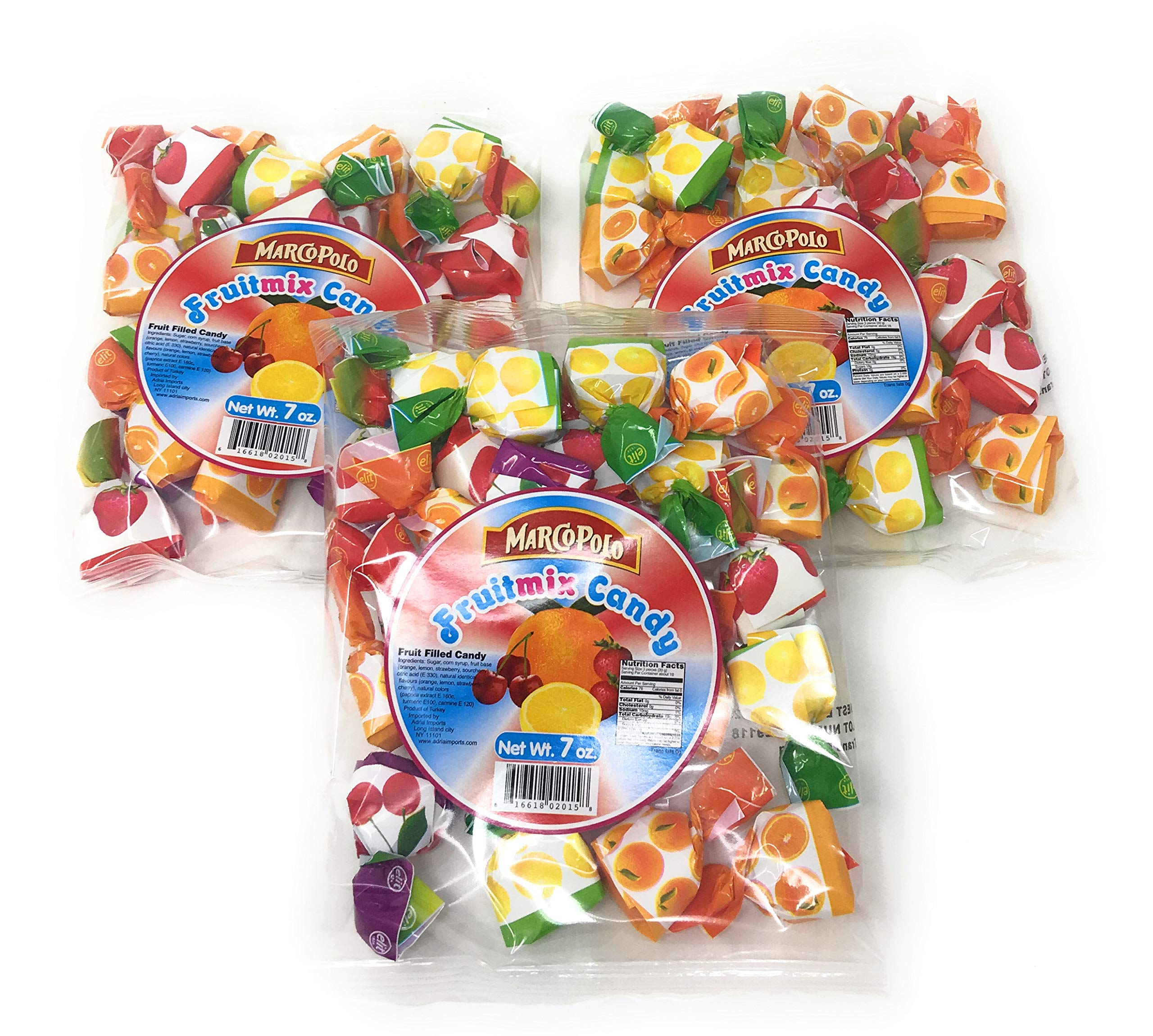 Marco Polo Hard Candy Assortment - Mixed Fruit Flavors - 8oz Bag (Pack of 3) - Perfect for Office Snacks, Party Favors & Travel Treats