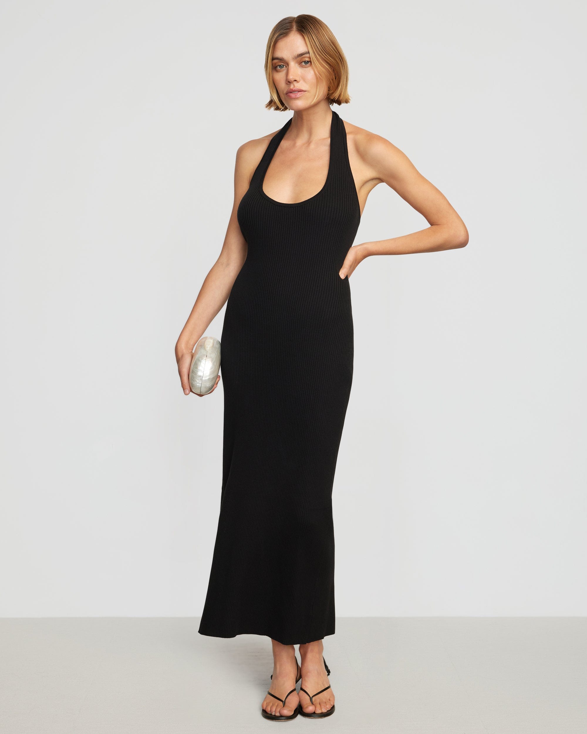 Lenni Knit Halter Dress for Women - Summer Boho Floral Maxi Dress with Pockets | Perfect for Beach Vacation, Date Night & Casual Outings