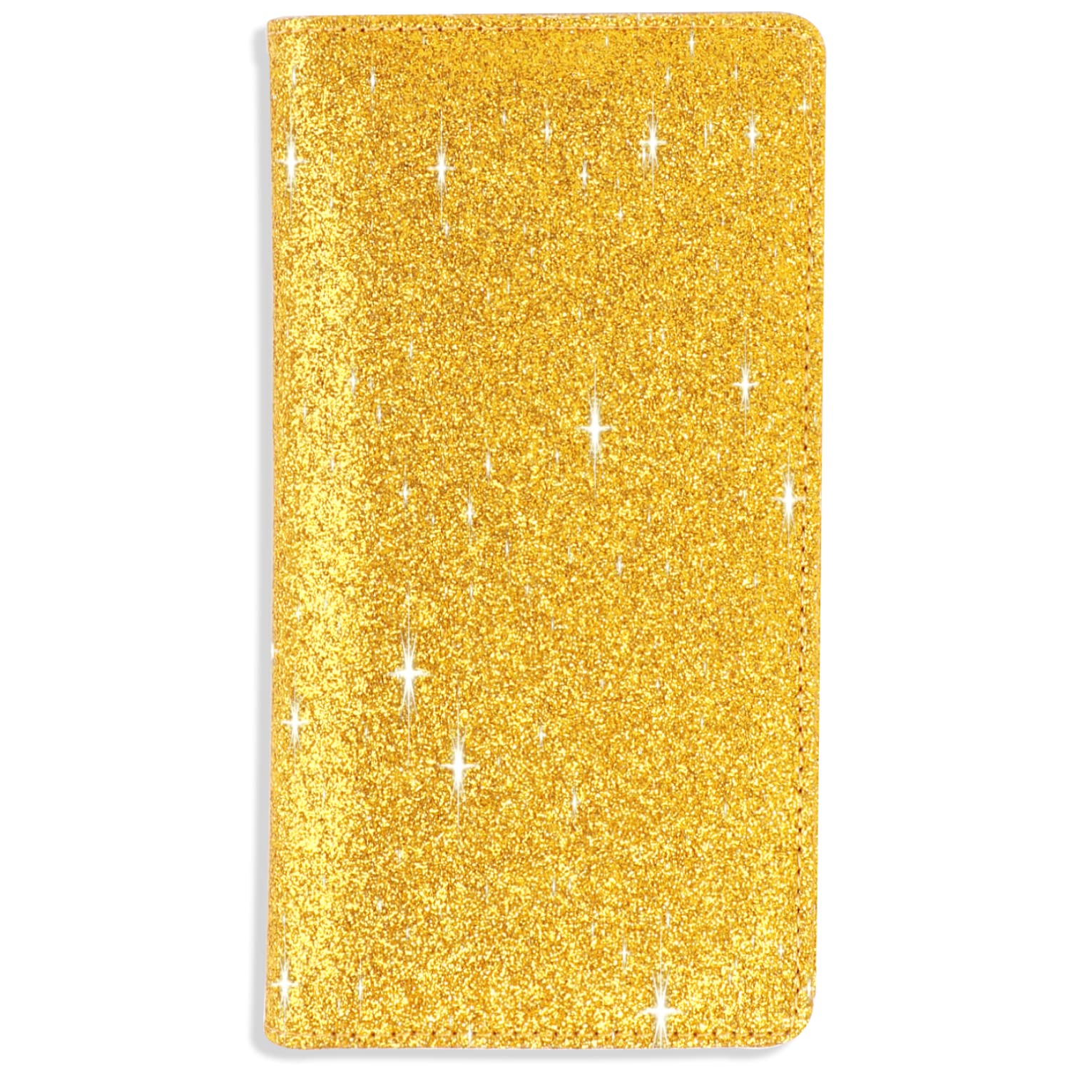Sanlykate RFID Blocking Glitter Checkbook Cover for Women - PU Leather Standard Checkbook Case with Pen Holder & Free Divider (Gold) - Perfect for Gift Giving, Office Use & Financial Organization