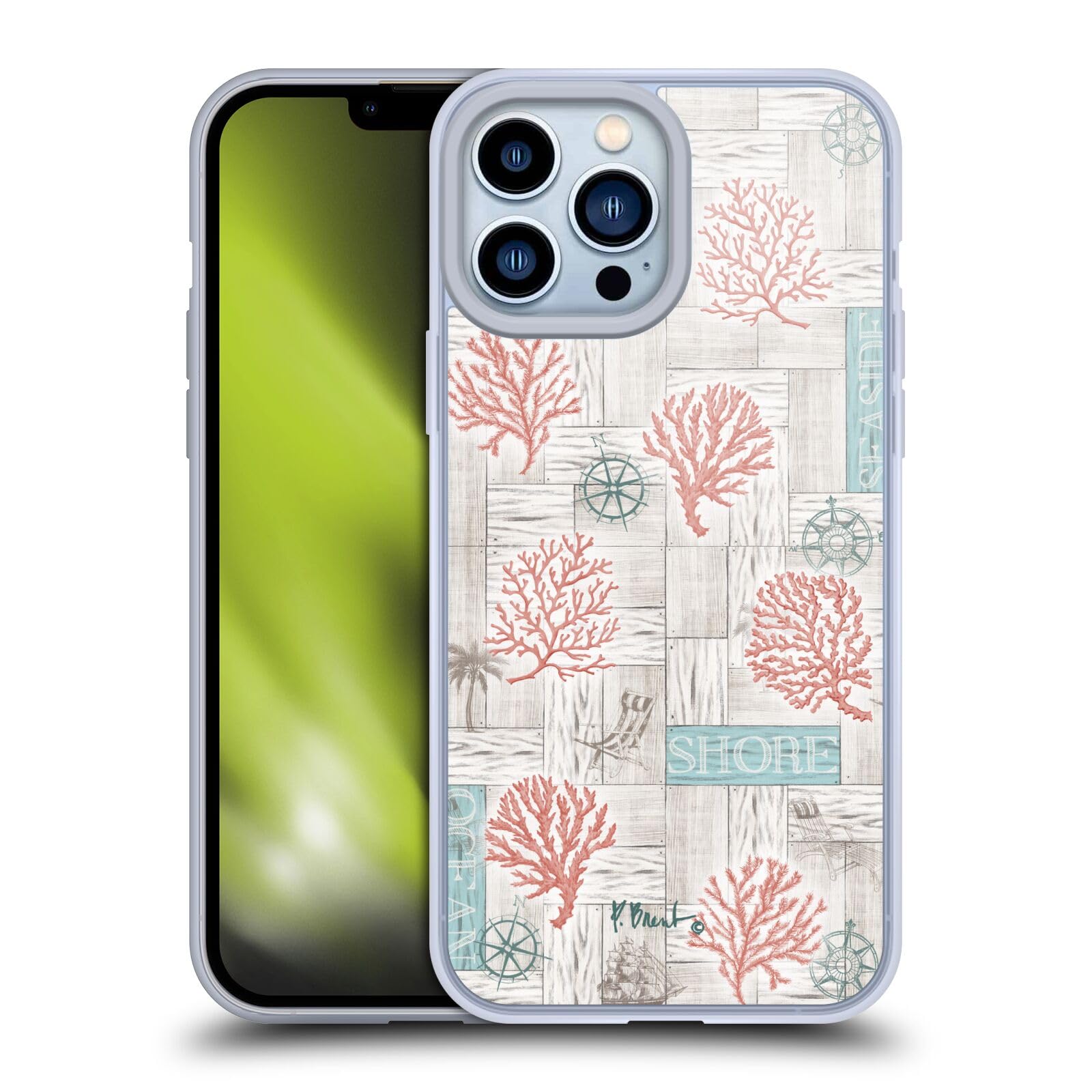 Officially Licensed Paul Brent Coral Azul Coastal Soft Gel Case for Apple iPhone 13 Pro Max - Durable Protective Phone Cover with Stylish Beach Design, Perfect for Vacation, Travel & Everyday Use