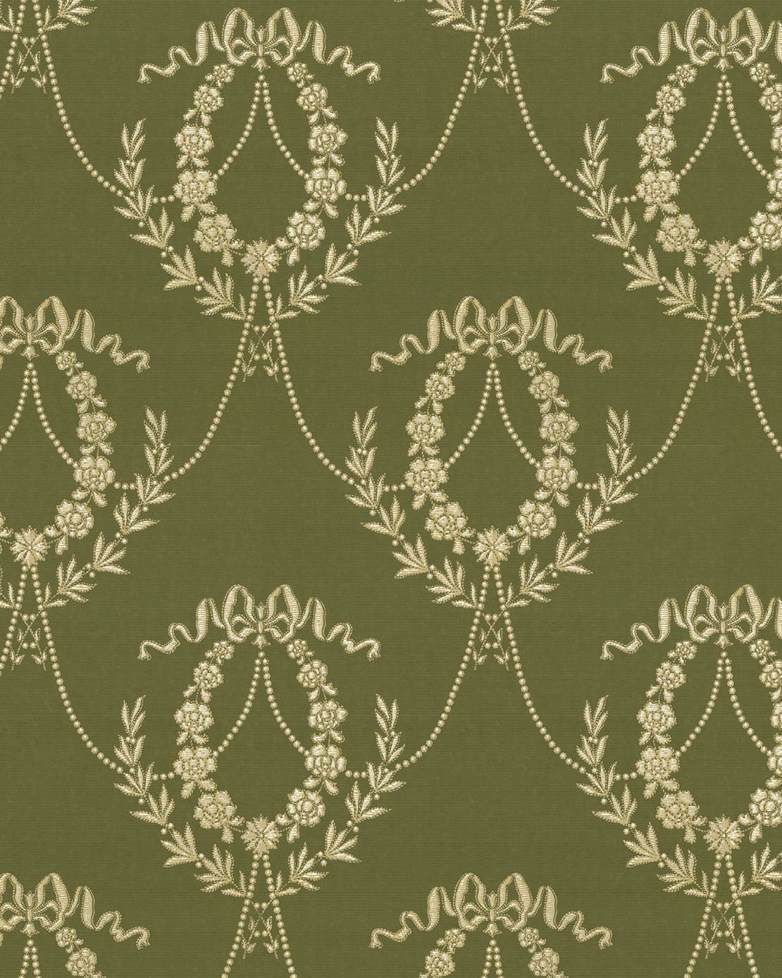 Lim & Handtryck Wallpaper Hovkonditoriet Green/Gold - Premium Scandinavian Floral Pattern for Living Room & Bedroom Decor