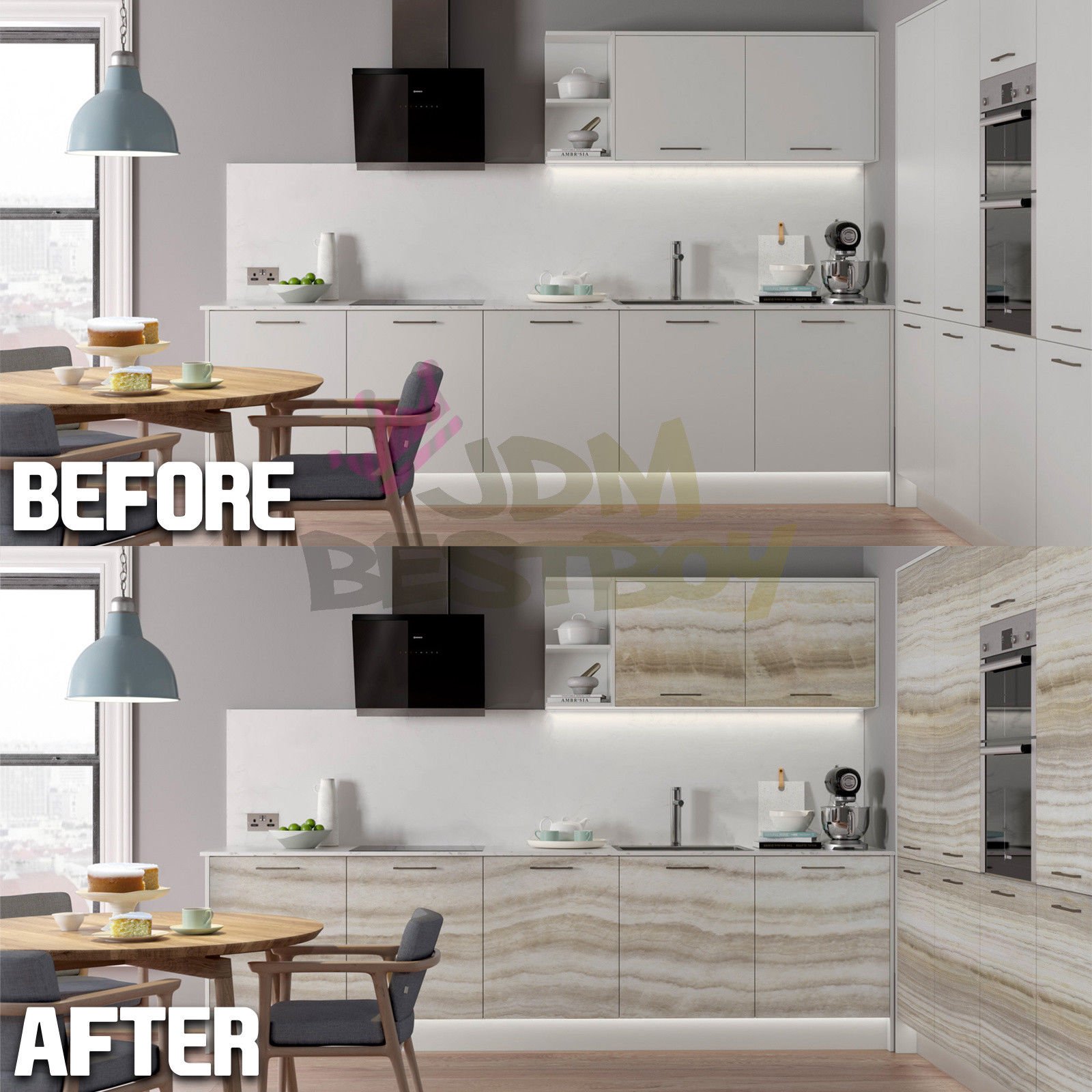 Premium Self-Adhesive Marble Granite Countertop Vinyl Wrap - Peel & Stick Faux Stone Cover Film for Kitchen, Bathroom, Office (36