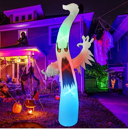 12 ft Halloween Inflatable Ghost Yard Decoration with LED Lights - Outdoor Spooky Decor for Holiday, Party, Garden & Lawn - Perfect for Front Yard, Backyard & Halloween Party Decorations