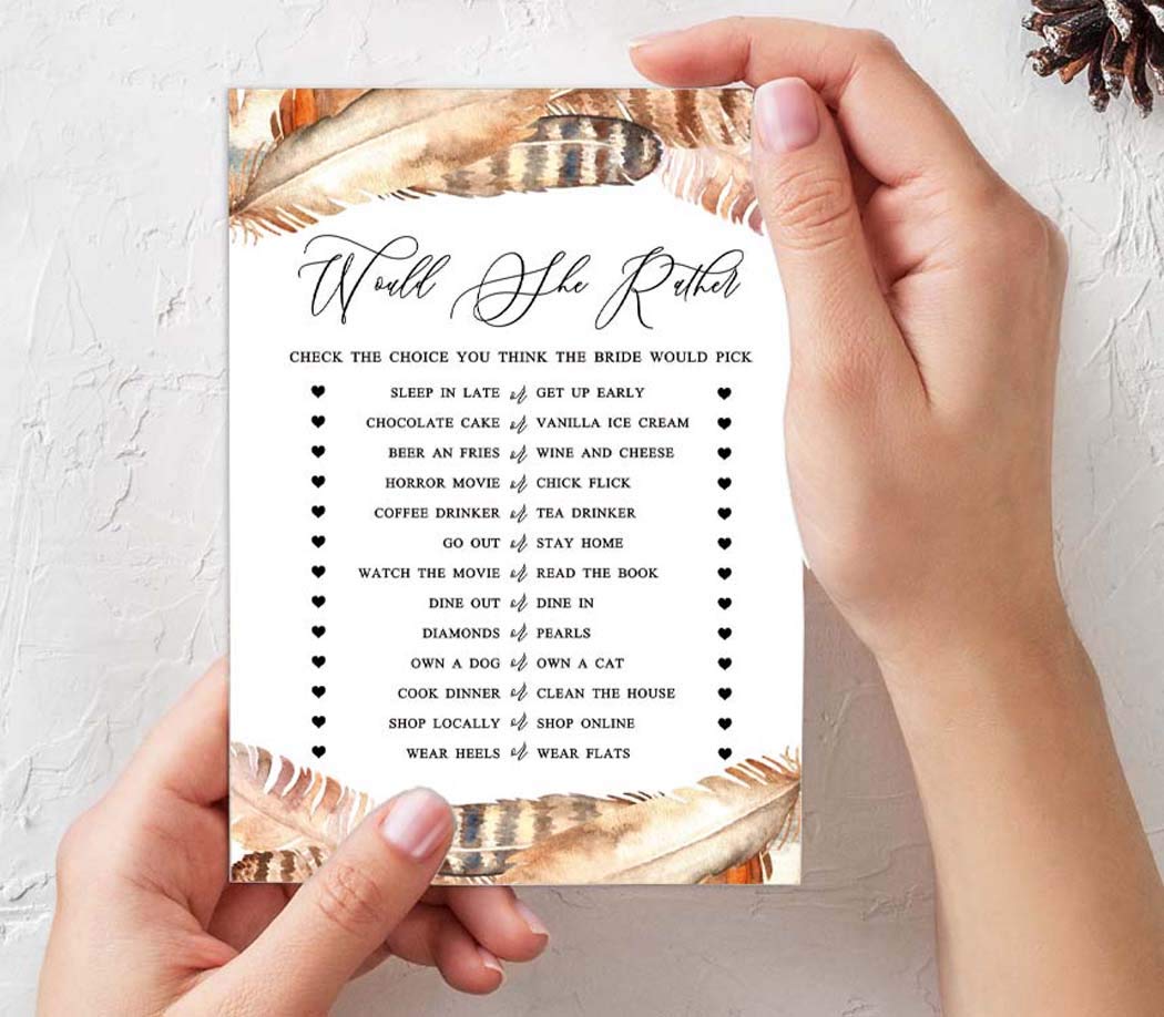 Bridal Shower Games Set of 4 (50 Sheets Each) - Fun Bachelorette Party Games Bundle with Feathers - Perfect for Wedding Showers, Girls' Night & Bachelorette Parties