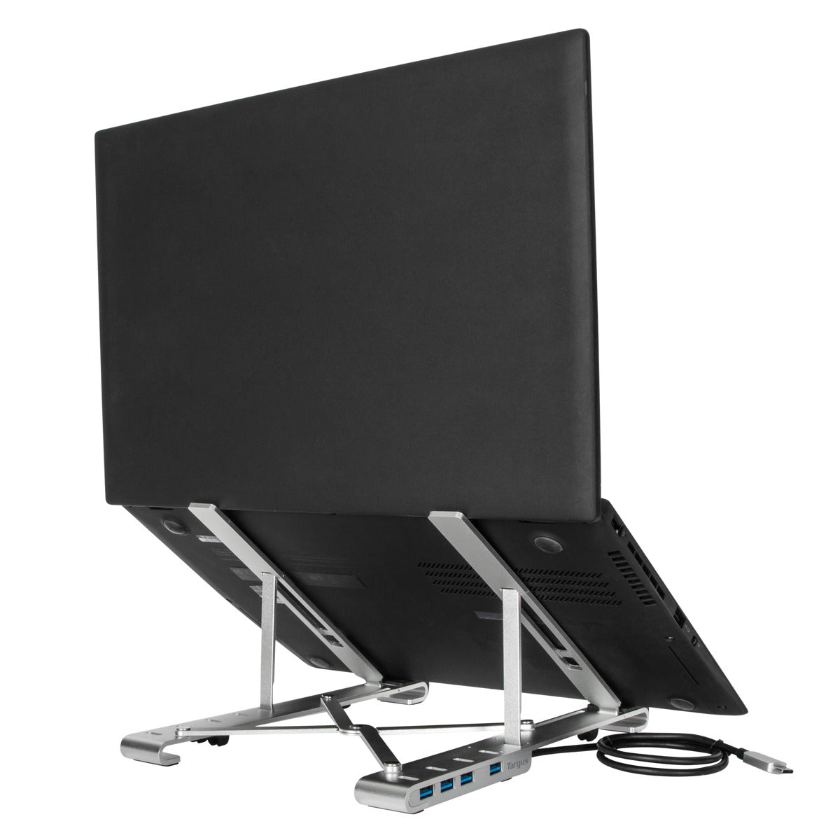 Adjustable Portable Laptop Stand with 4-Port USB Hub - Ergonomic Computer Riser for Home, Office & Travel Use