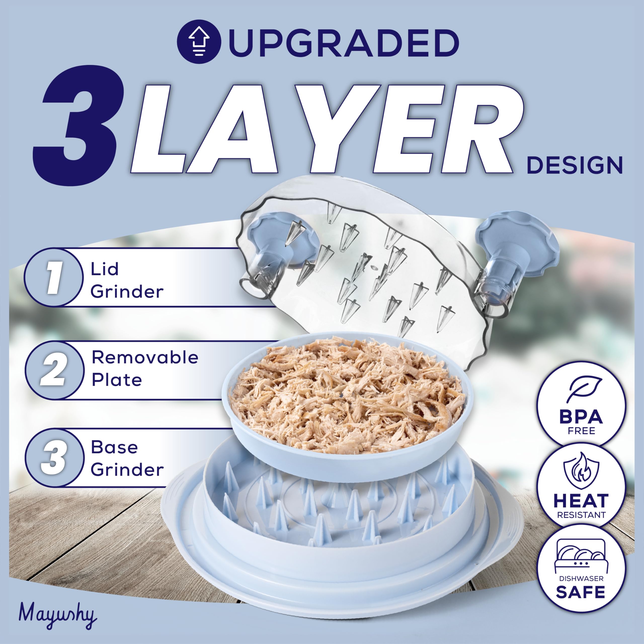 Premium Chicken Shredder Tool - Heat-Resistant, Anti-Slip Kitchen Meat Shredder for Chicken Breast | Dishwasher Safe | Perfect for Meal Prep, Pulled Chicken, Tacos & Salads (Blue)