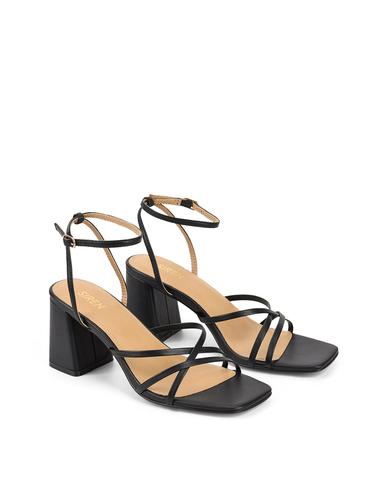 Straus Black Leather Block Heel Sandals for Women - Comfortable Summer Dress Shoes for Weddings, Parties & Office Wear