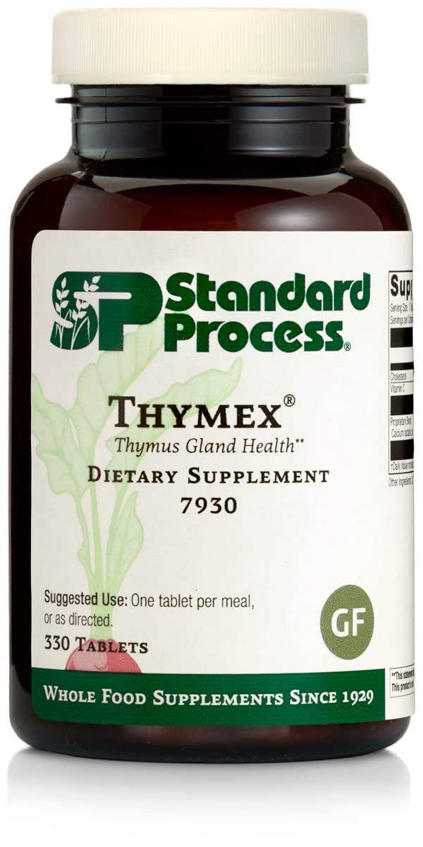 Standard Process Thymex - Whole Food Thymus Supplement for Immune Support & Cholesterol Balance with Vitamin C, Magnesium Citrate & Calcium Lactate | Gluten Free 330 Tablets | Supports Healthy Immunity & Cardiovascular Function for Active Lifestyles