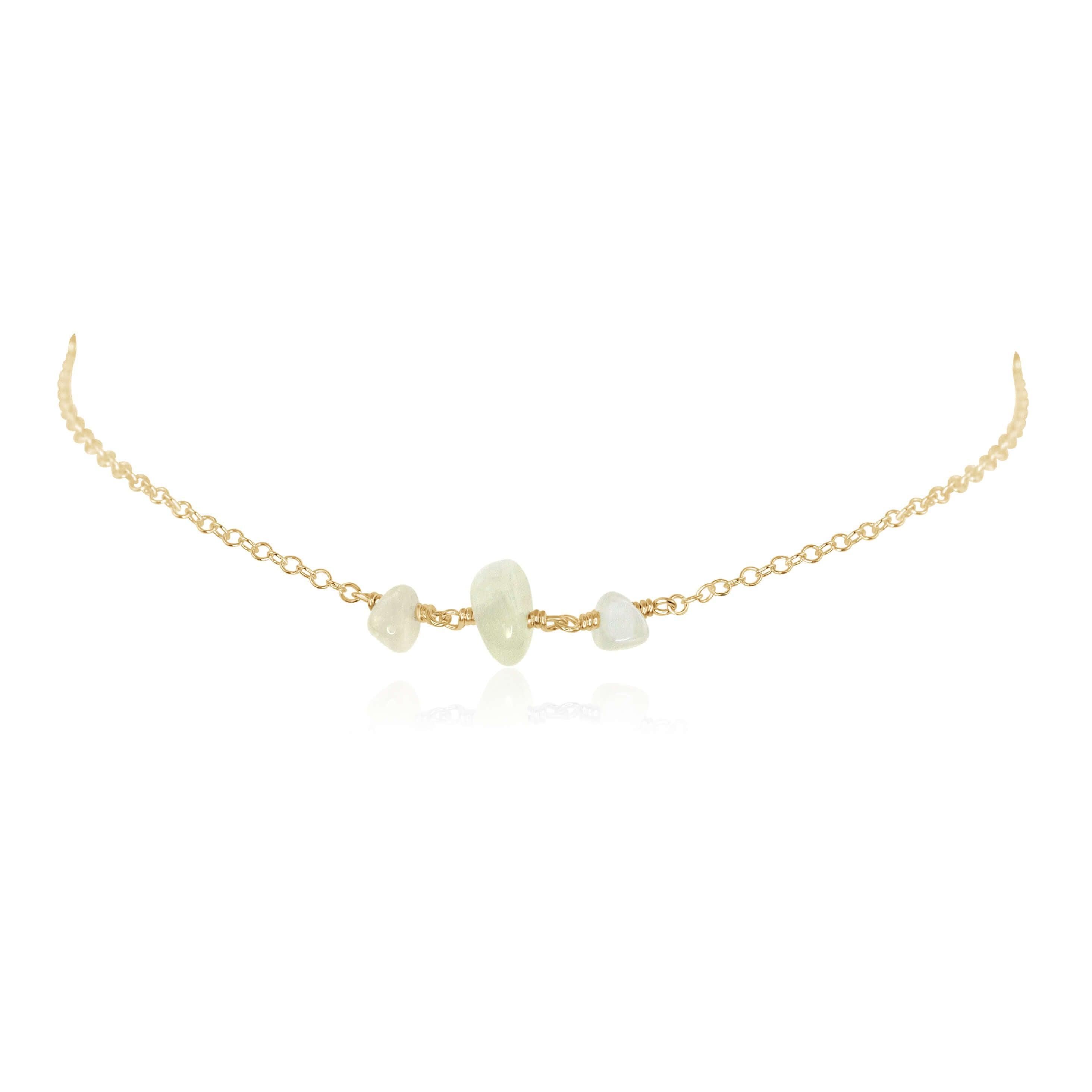 Elegant White Moonstone Beaded Chain Choker Necklace for Women | Boho Chic Jewelry Gift for Bridesmaids, Birthday & Anniversary | Perfect for Weddings, Parties & Everyday Wear