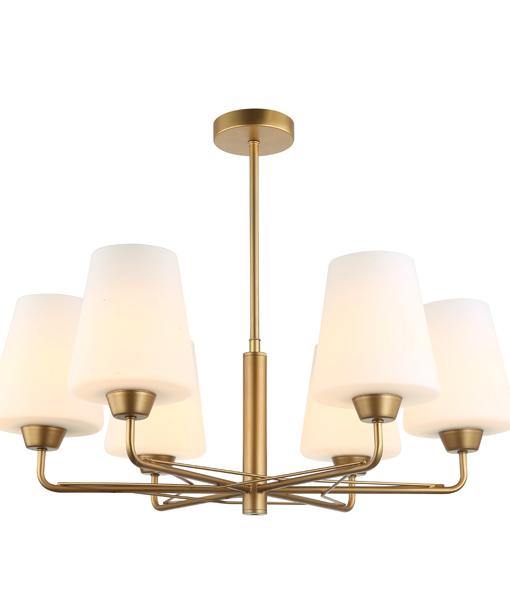 Stylish Abbey 6-Light Pendant Chandelier in Matte Gold Finish - Perfect for Dining Room, Kitchen Island & Living Room Lighting