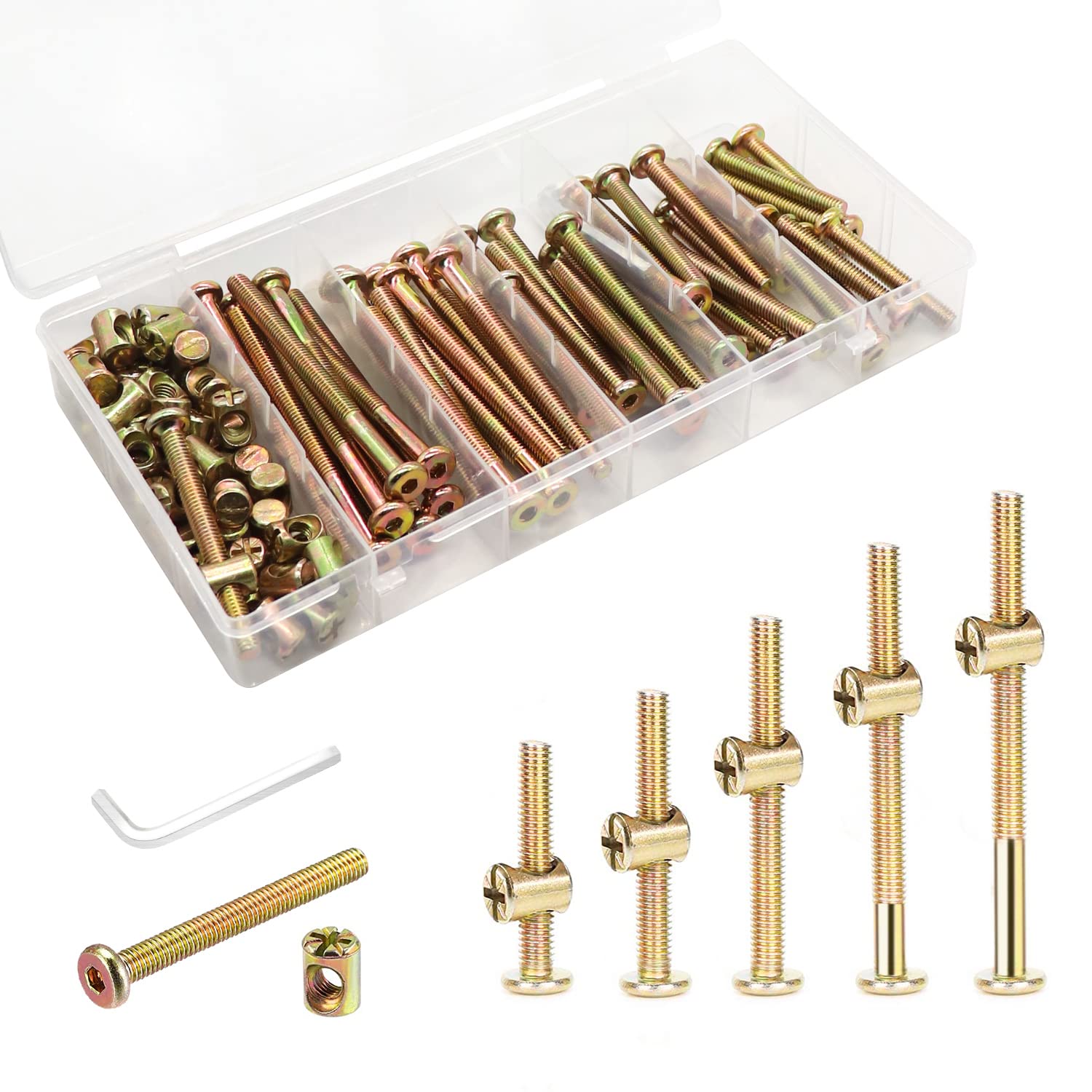 Baby Crib Screws Replacement Kit - 16pcs M6 Bed Frame Bolts & Nuts Set for Secure Assembly