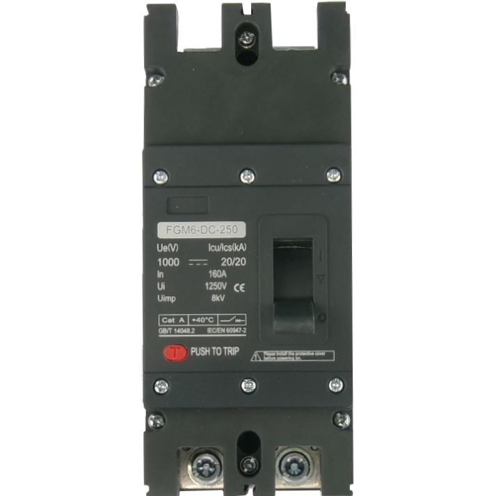 FGM6DC 2PL 400 250A 2 Pole DC Molded Case Circuit Breaker (MCCB) Fixed Type 20kA 250 Amp 1000VDC - Ideal for Solar Power Systems, EV Charging Stations, and Industrial Electrical Protection