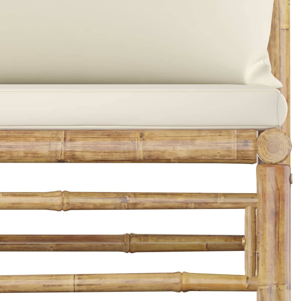 vidaXL Modern Bamboo Lounge Set with Cream White Cushions - Lightweight Patio Furniture for Outdoor Relaxation, Garden Decor, and Poolside Lounging