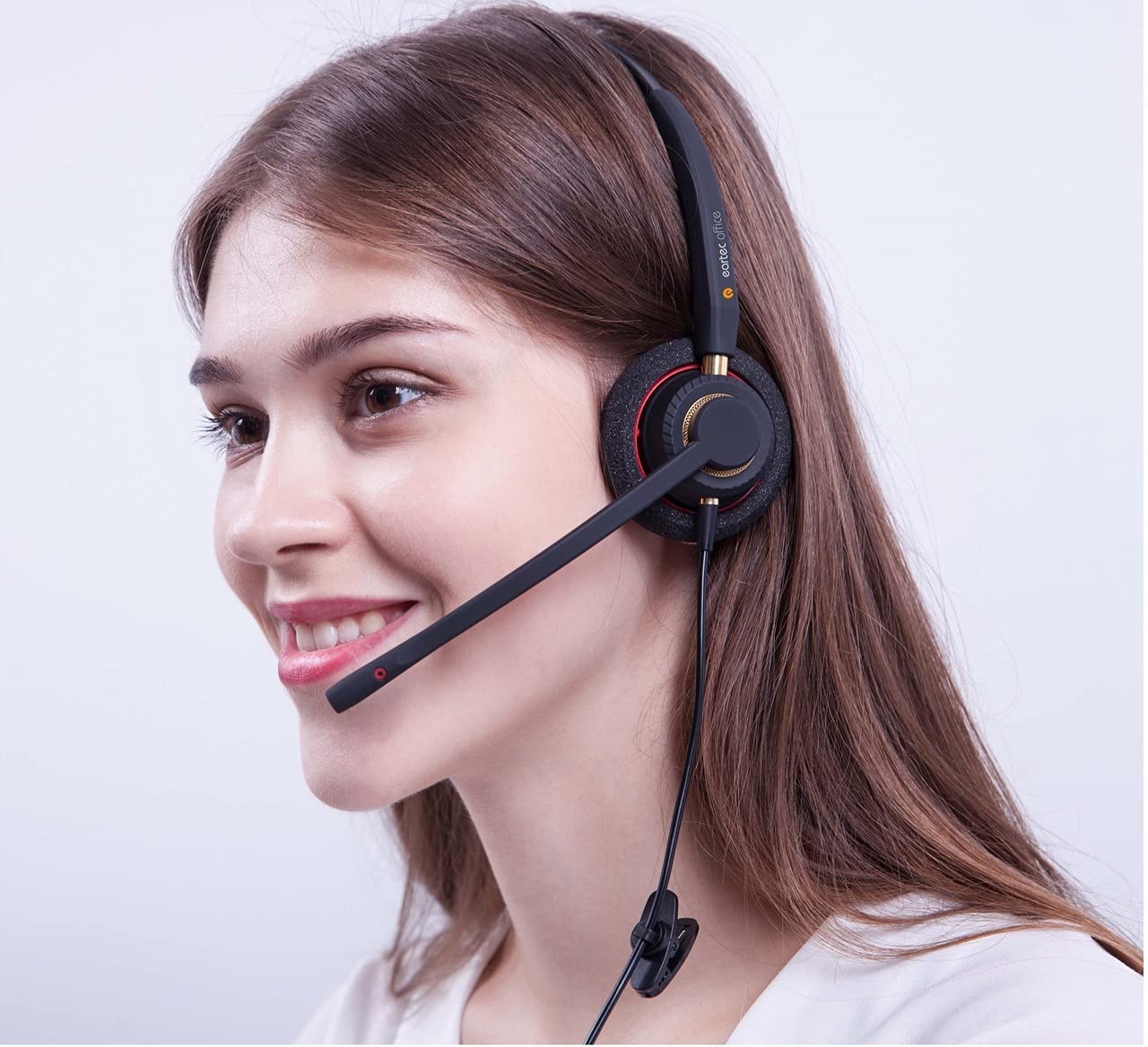 Eartec Office Headset with Noise Cancellation for Polycom VVX 101/201/300/301/310/311 VoIP Phones - EAR510D QD002(P) Dual Ear Headset for Business Calls & Remote Work