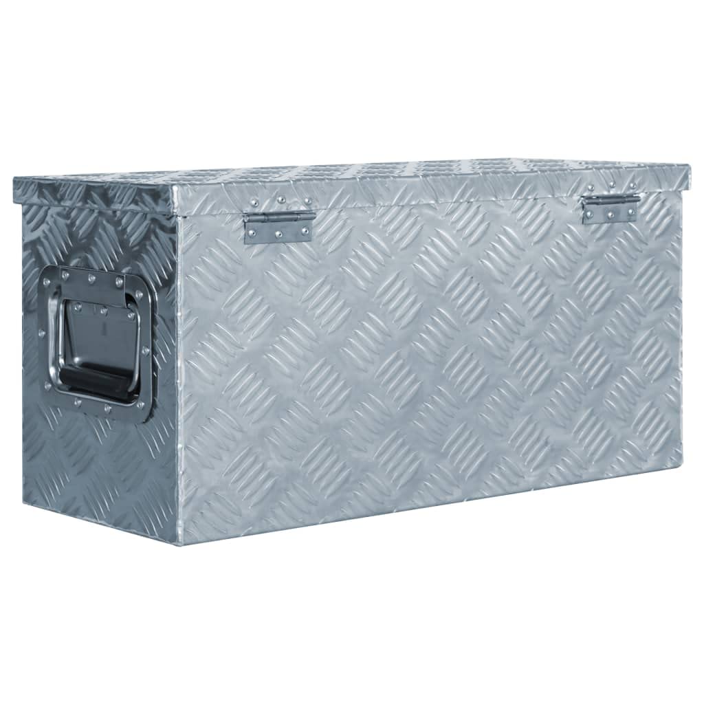 vidaXL 142936 Aluminum Tool Box 61.5 x 26.5 x 30 cm - Silver Heavy Duty Storage & Transport Case for Tools, Equipment, Camping Gear & DIY Supplies