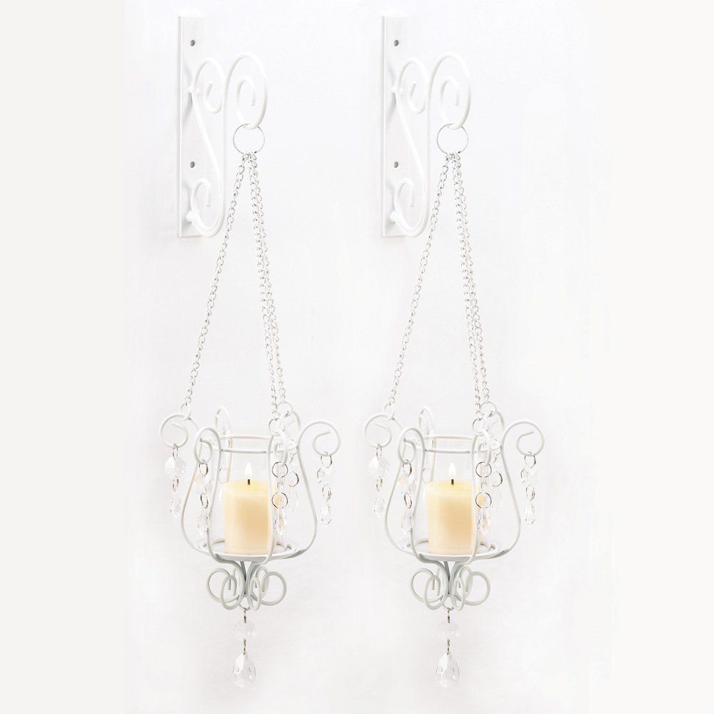 Tom & Co. 15-Pack Wholesale Crystal Pendant Sconce Set - Elegant Wedding Centerpieces & Table Decor for Bridal Showers, Receptions, and Special Events