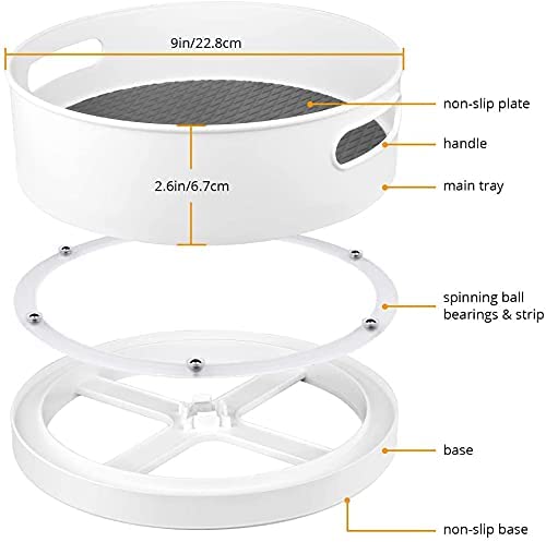 HOLLIO 360° Rotating Lazy Susan Tray - Large Off-White Kitchen Organizer for Spices, Cosmetics & Pantry Storage | Multi-Purpose Revolving Turntable for Countertop, Cabinet & Bathroom Organization