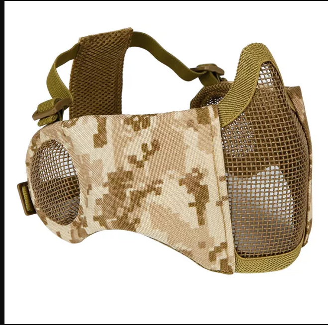 Tactical Protective Mask V1 - Steel Mesh Face Shield with Ear Protection for Airsoft, Paintball & Outdoor Sports Safety Gear