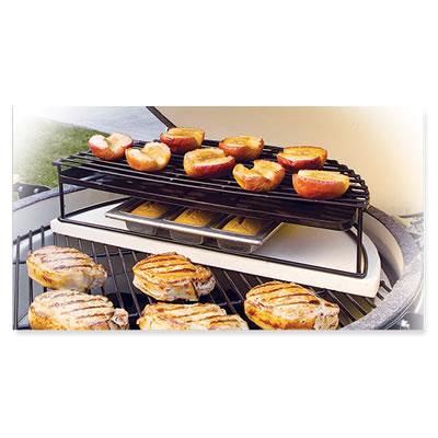 Big Green Egg Half Moon Raised Grid with Drip Pan for 2XL/XL - Premium Grill Accessory for Smoking & BBQ | Perfect for Outdoor Cooking, Backyard Grilling & Tailgating