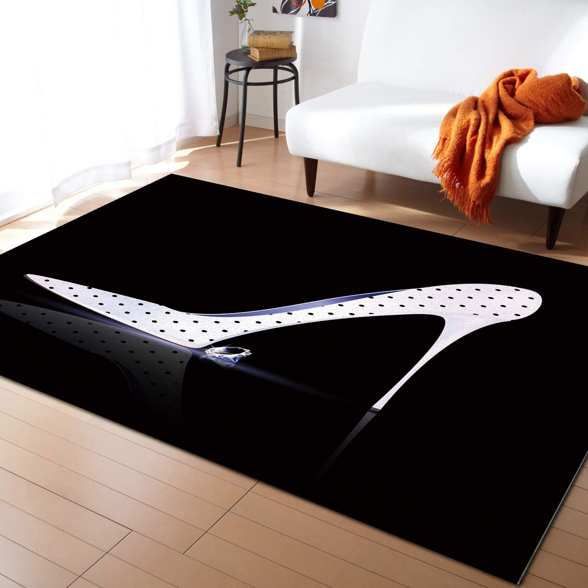 LBDecor 2x3ft Large Non-Slip Area Rug - Diamond Pattern Runner for Living Room, Bedroom, Hallway | Indoor/Outdoor Decor in White & Black | Perfect for High Heels, Nursery & Home Décor