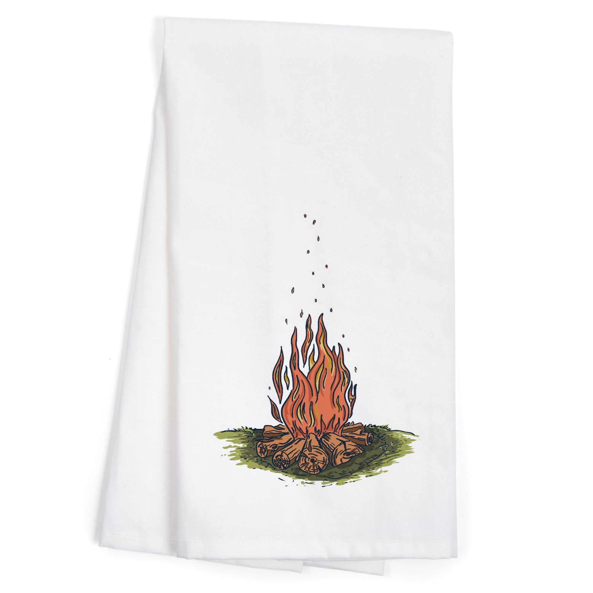 Lantern Press Campfire Icon 100% Cotton Tea Towel - Decorative Kitchen Hand Towel for Home, Camping & Outdoor Adventures