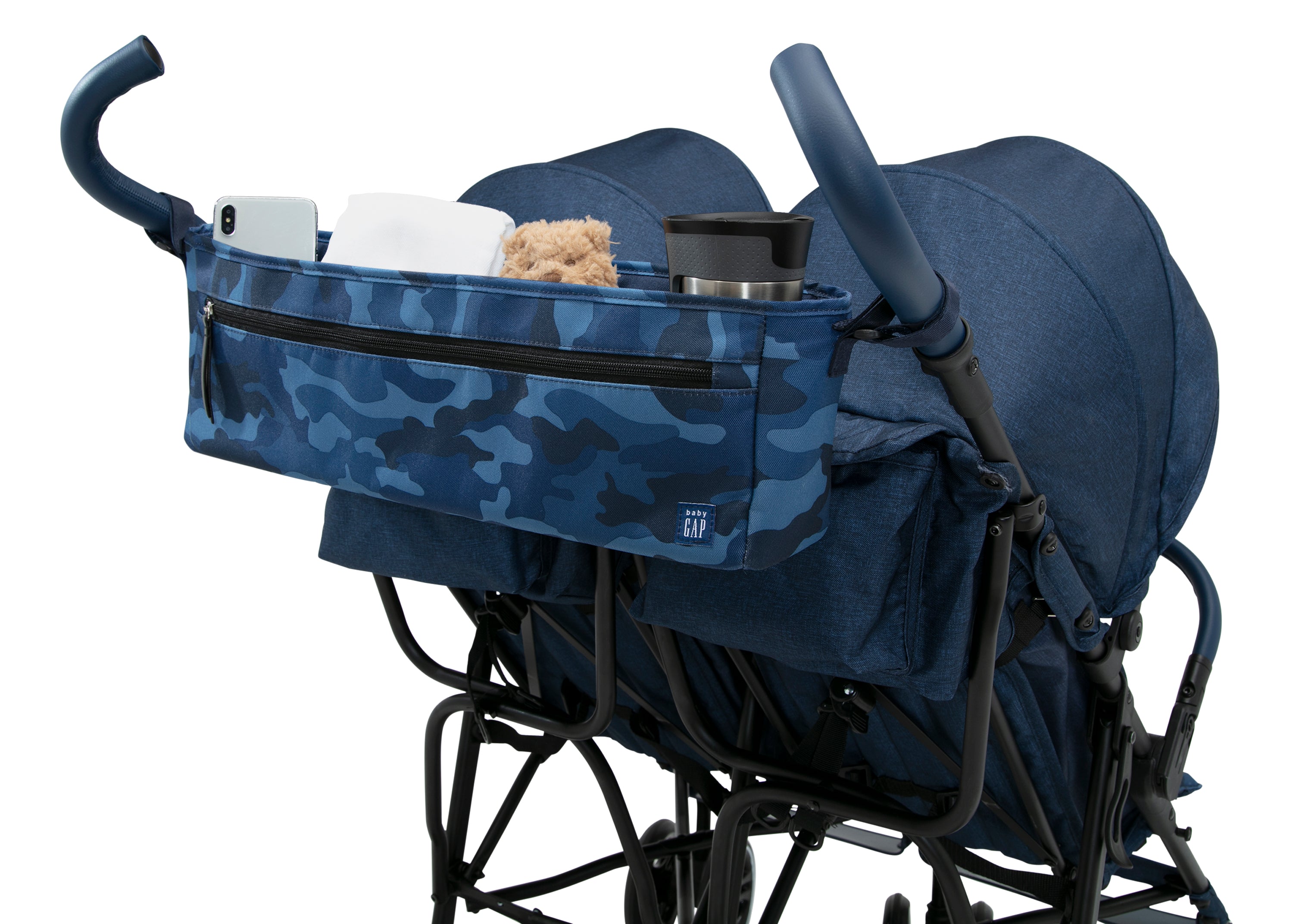 BabyGap Classic Parent Organizer for Double Stroller - Convenient Storage for Diapers, Bottles & Essentials - Perfect for Shopping, Travel & Family Outings