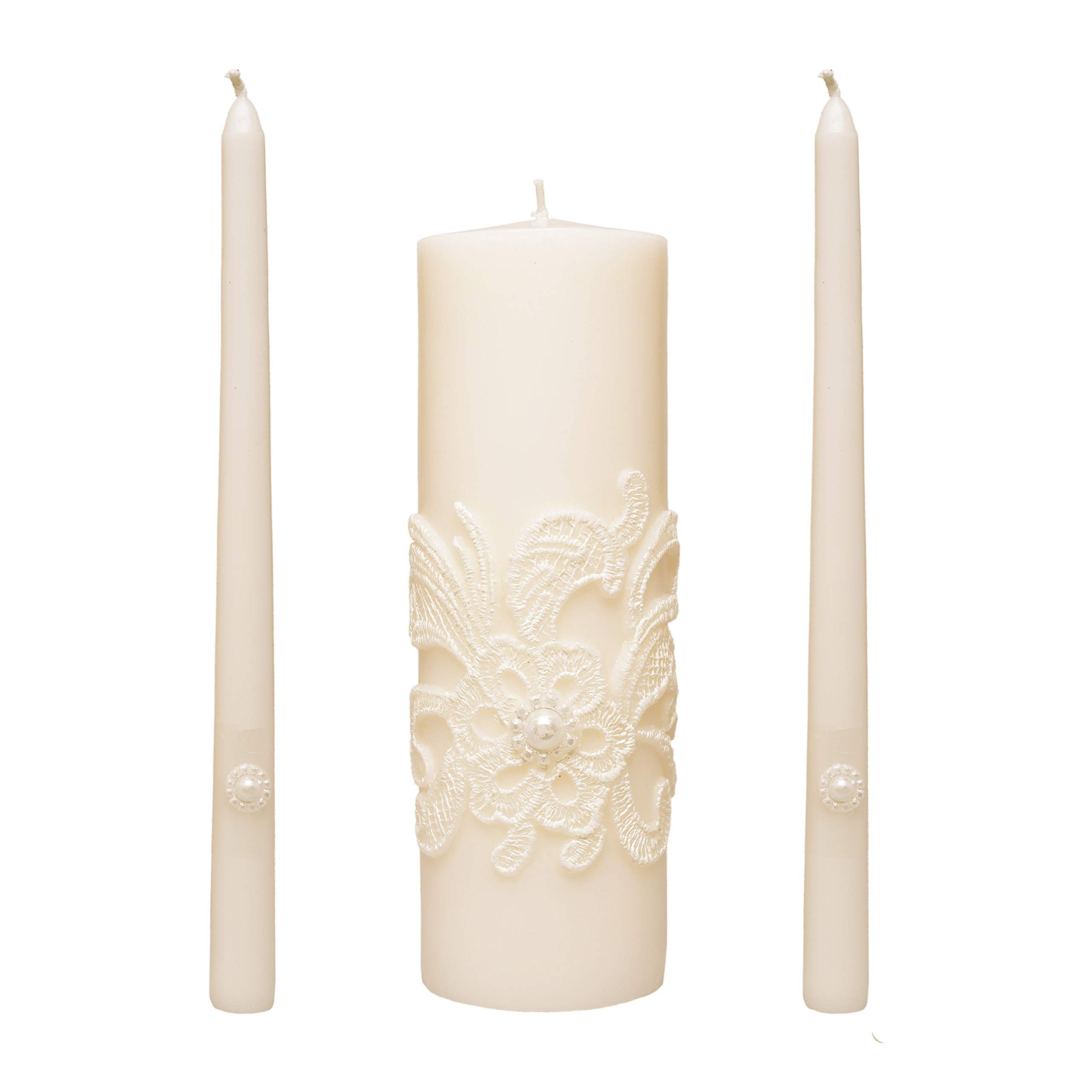 11.5-Inch Cream Wedding Unity Candle Set - Hosley Pillar & Taper Candles for Wedding Ceremonies, Special Events & Home Decor - Perfect for Vows, Reiki Spa Relaxation & Emergency Lighting