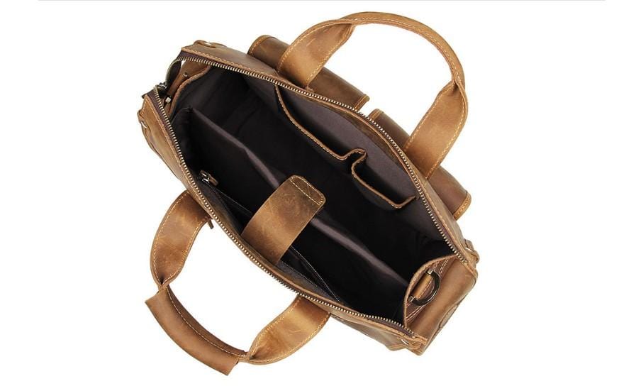 13 Inch Rustic Brown Genuine Leather Laptop Bag for Women - Stylish & Durable Work Bag for Office, Business Travel & College