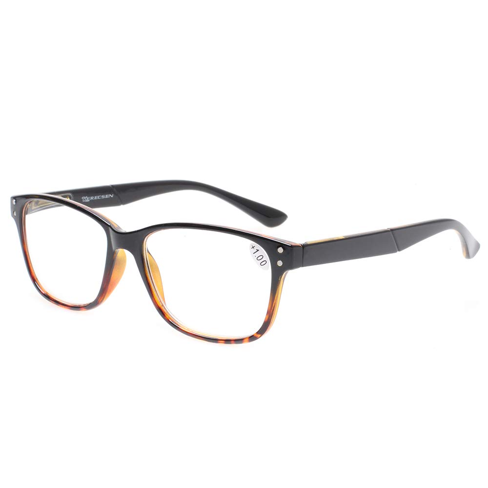 JOSCHOO 5-Pack Reading Glasses with Spring Hinge - Lightweight Comfortable Readers for Men & Women | Trendy Black Frame | Perfect for Reading, Computer Use & Daily Wear