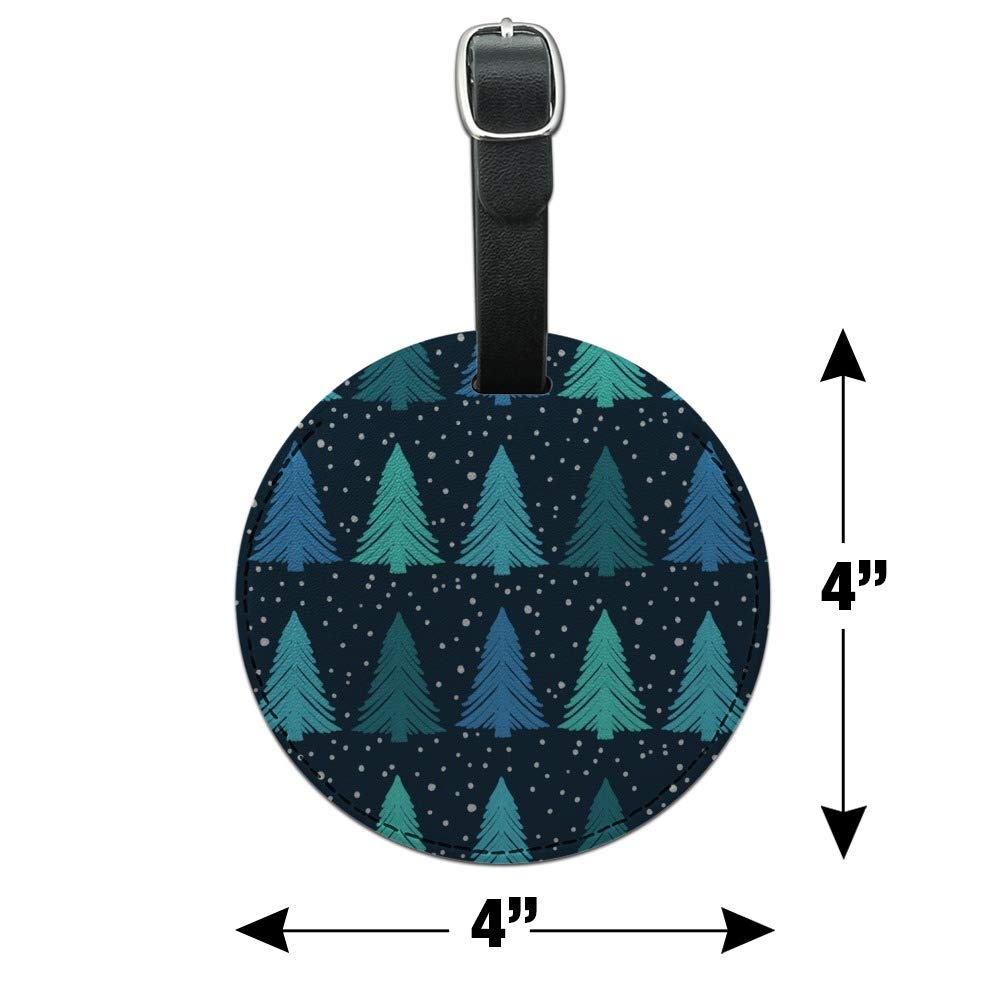 Snowflake Christmas Tree Pattern Round Leather Luggage Tag - Durable Carry-On ID Tag for Travel Bags & Suitcases - Perfect for Holiday Travel & Gift Giving