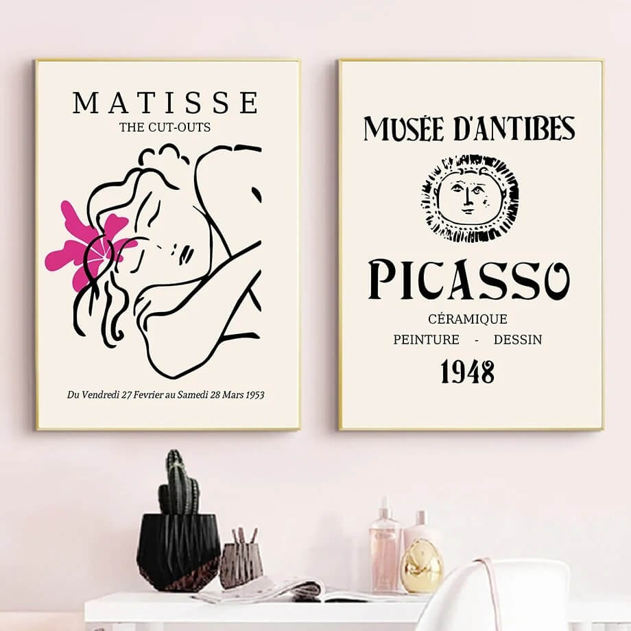 Vibrant Pink Art Collage Canvas Posters - Modern Wall Decor for Living Room, Bedroom & Office - Perfect for Home Decor & Gift Giving
