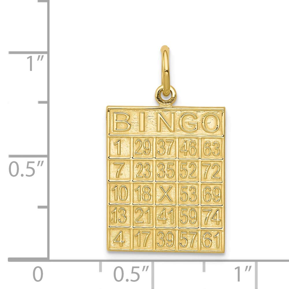 10k Yellow Gold Solid Real Bingo Card Charm Pendant - 25mm x 15mm - Perfect for Jewelry Making, Gift Giving, and Casino-Themed Accessories