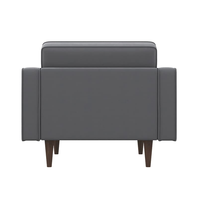 ASHCROFT Harriet Mid Century Modern Velvet Accent Armchair - Gray Upholstered Lounge Chair for Living Room, Bedroom & Office Decor