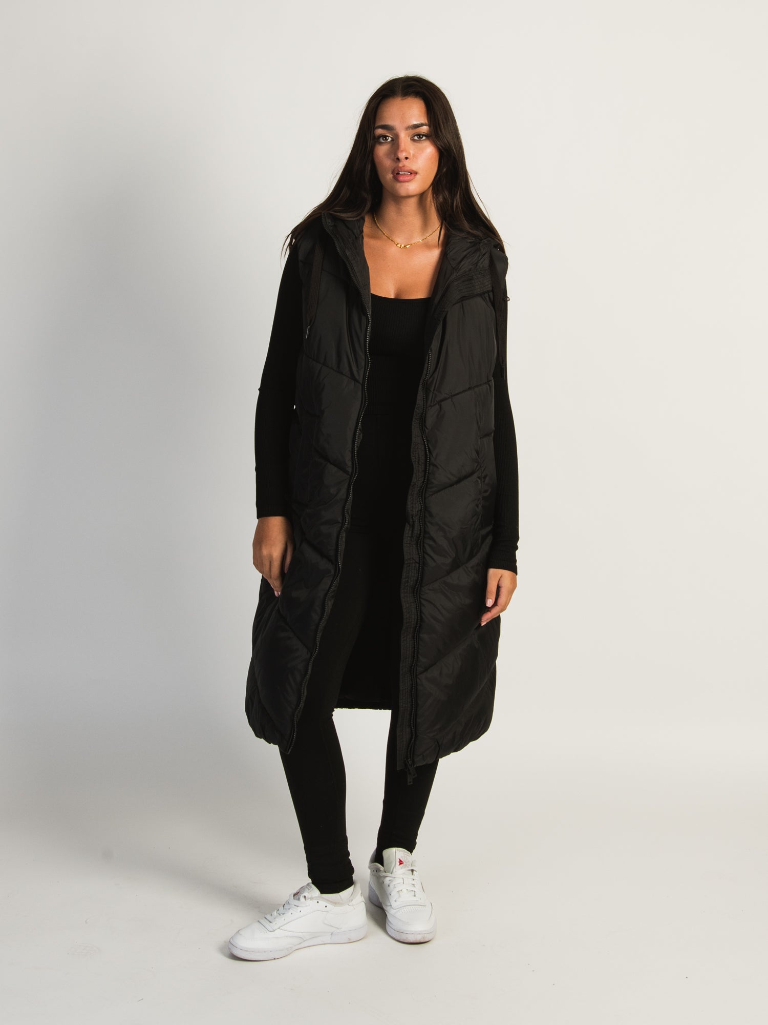 B.YOUNG BOMINA Long Hooded Puffer Vest for Women - Winter Warm Quilted Jacket for Outdoor Activities, Hiking & Casual Wear