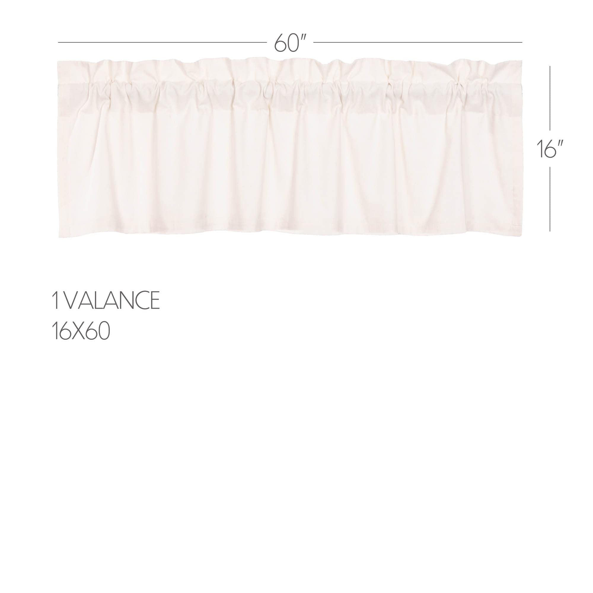 VHC Brands Simple Life Flax Solid Color Cotton Linen Blend Farmhouse Kitchen Curtains - 16x60 Inch Rod Pocket & Hanging Loops Valance in Antique White Light Creme | Rustic Window Treatment for Country Style Homes & Cozy Cafes