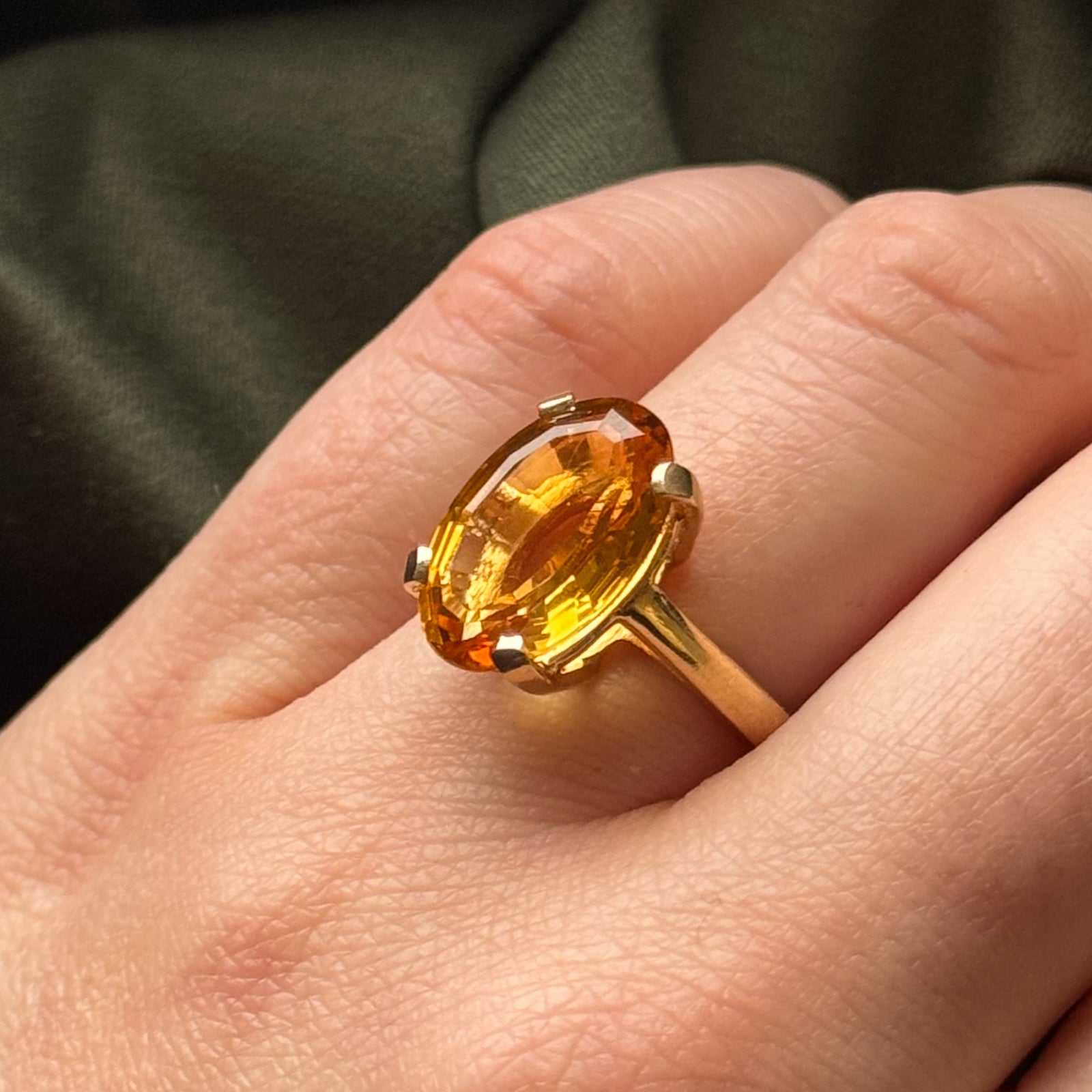 Exquisite Mandarin Citrine Cocktail Ring - 5.25 Carat Natural Gemstone, Size 5.75 - Elegant Statement Jewelry for Evening Parties, Weddings & Special Occasions