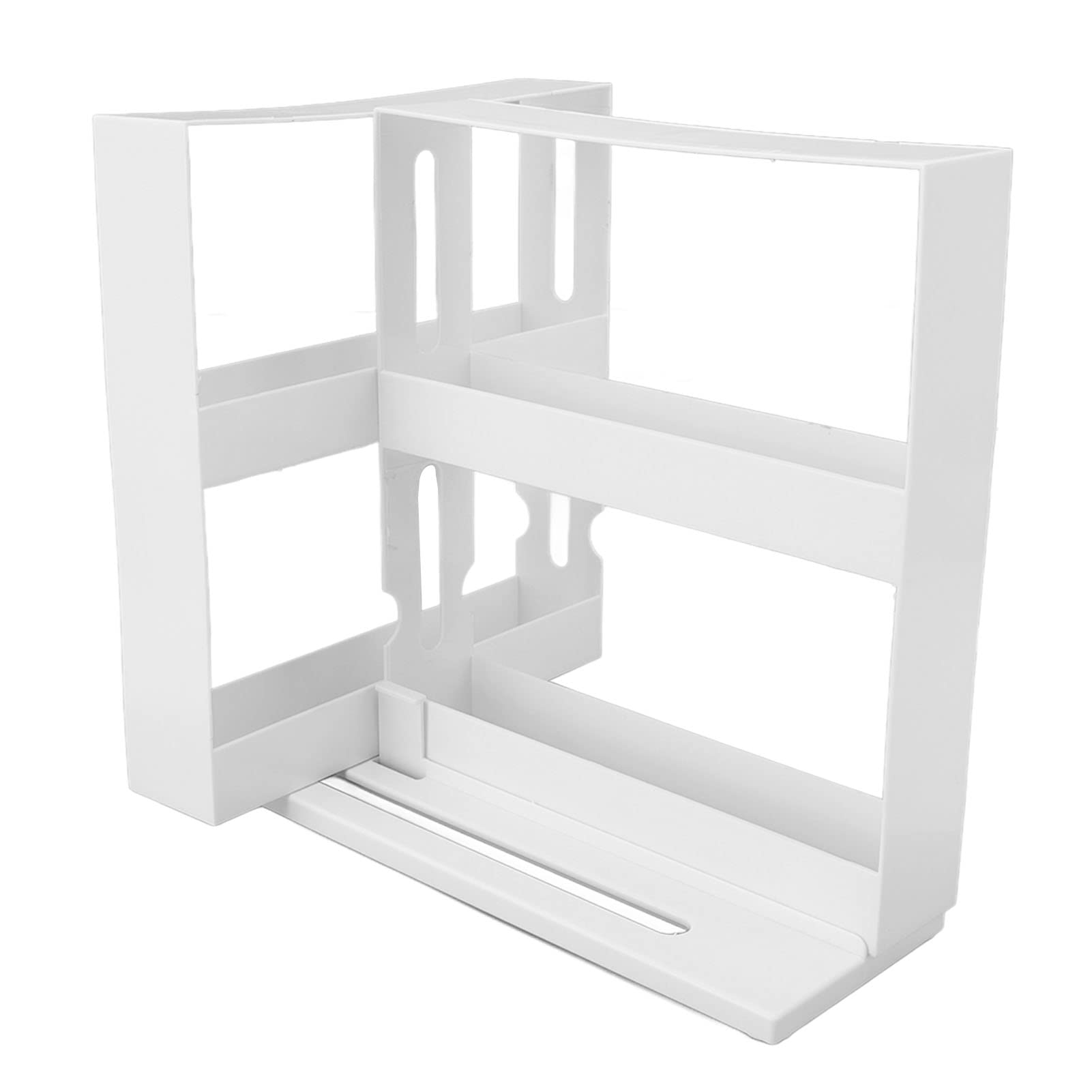 2-Tier Sliding Spice Rack Organizer - Large Capacity Rotating Spice Shelf with Non-Slip Base for Kitchen Cabinet & Countertop Storage - Perfect for Organizing Seasonings, Jars & Cooking Essentials