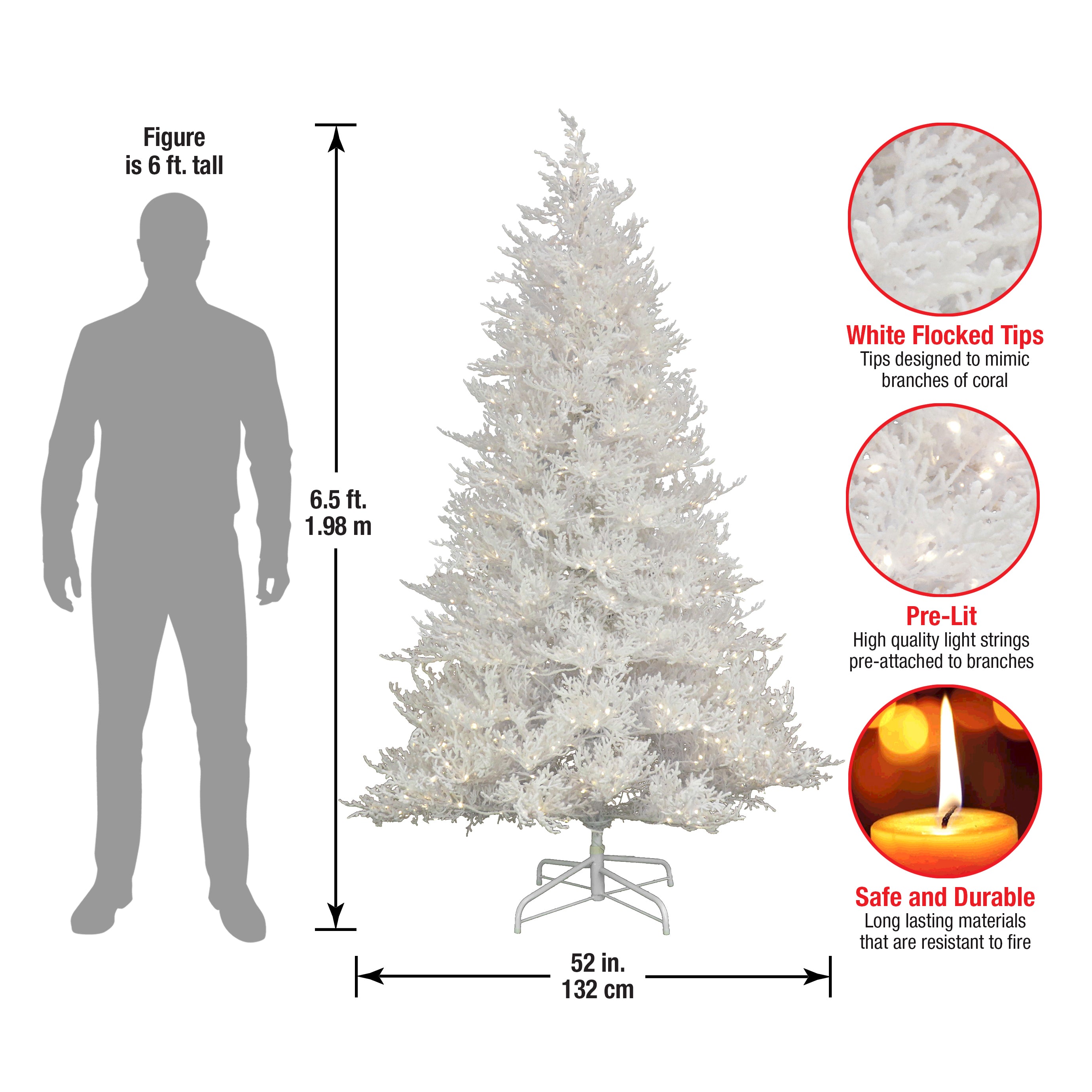 6.5 ft Pre-Lit Artificial Sea Coral Tree with Warm White LED Lights for Home, Office, and Holiday Decor