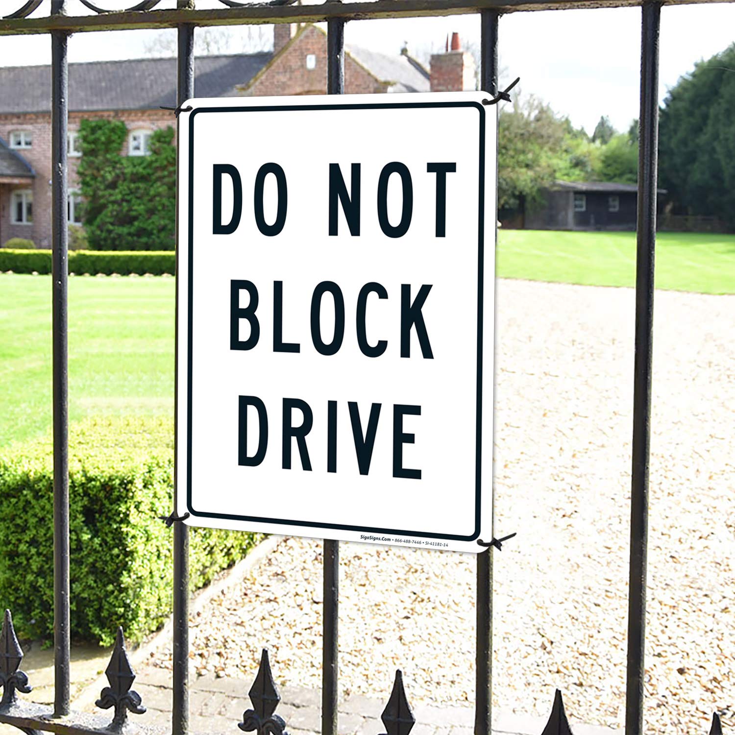 Do Not Block Driveway Sign - 10x14 Inches Rust-Free .040 Aluminum, Fade Resistant - Easy Mounting for Indoor/Outdoor Use - Made in USA - Perfect for Parking Enforcement & Property Protection