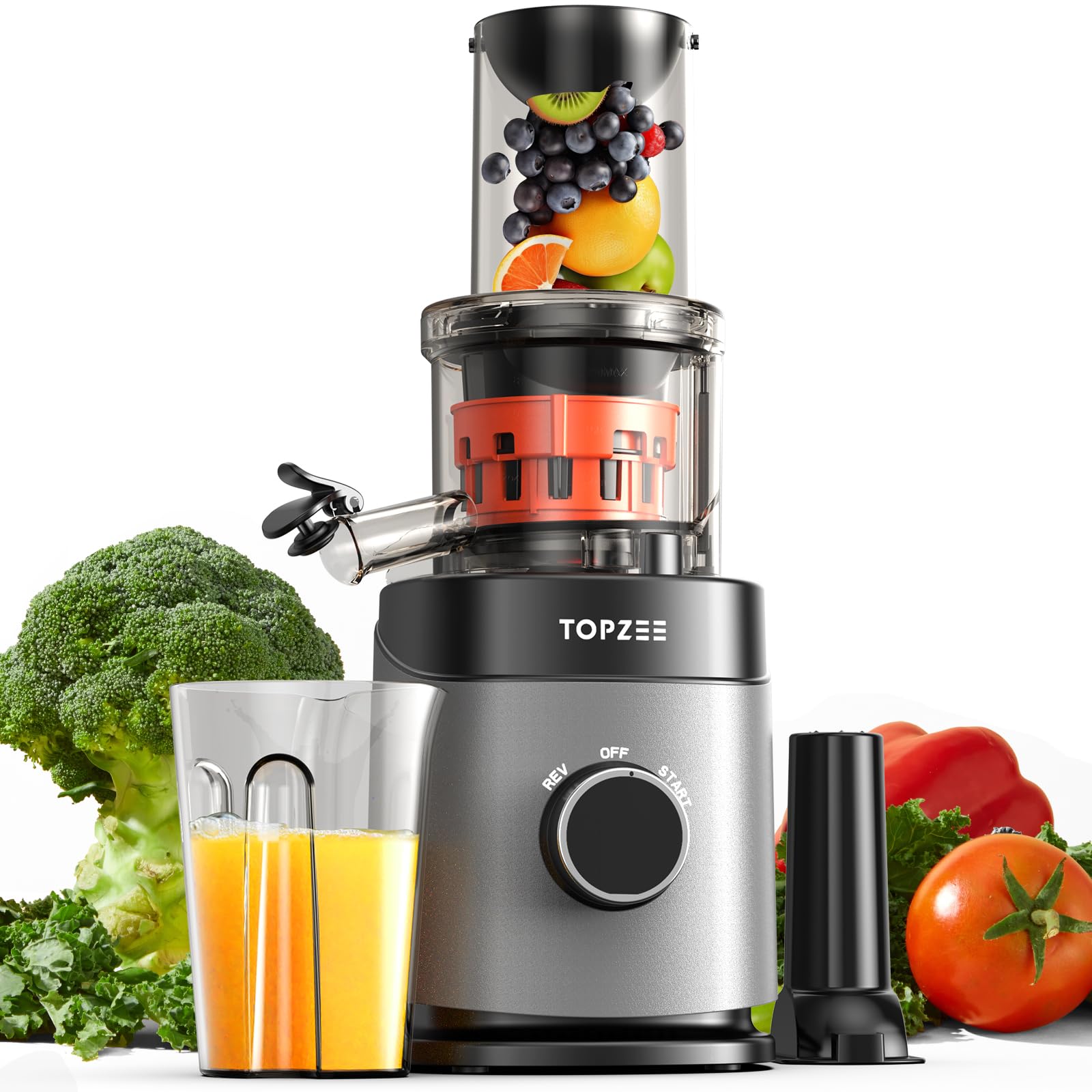 Premium Cold Press Juicer - Slow Masticating Extractor with XL Feed Chute for Whole Fruits & Vegetables | High Juice Yield, BPA-Free, Easy to Clean | Perfect for Healthy Juicing, Detox & Family Nutrition (Black)