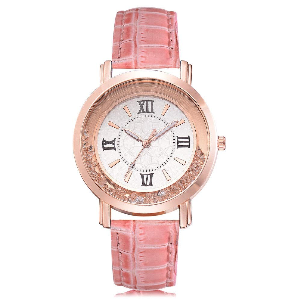 XJS Fashion Watch for Women - Luxury Quartz Watch with Leather Strap & Stainless Steel Bracelet, Elegant Pink Timepiece - Perfect for Casual Wear, Office, Date Night & Special Occasions