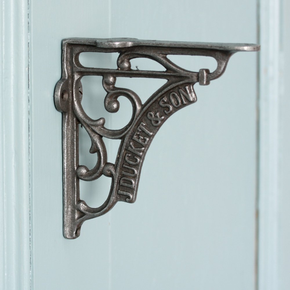 Vintage J Ducket & Son Ornate Cast Iron Bracket - Decorative Shelf Support for Rustic Home, Garden & Industrial Style Decor