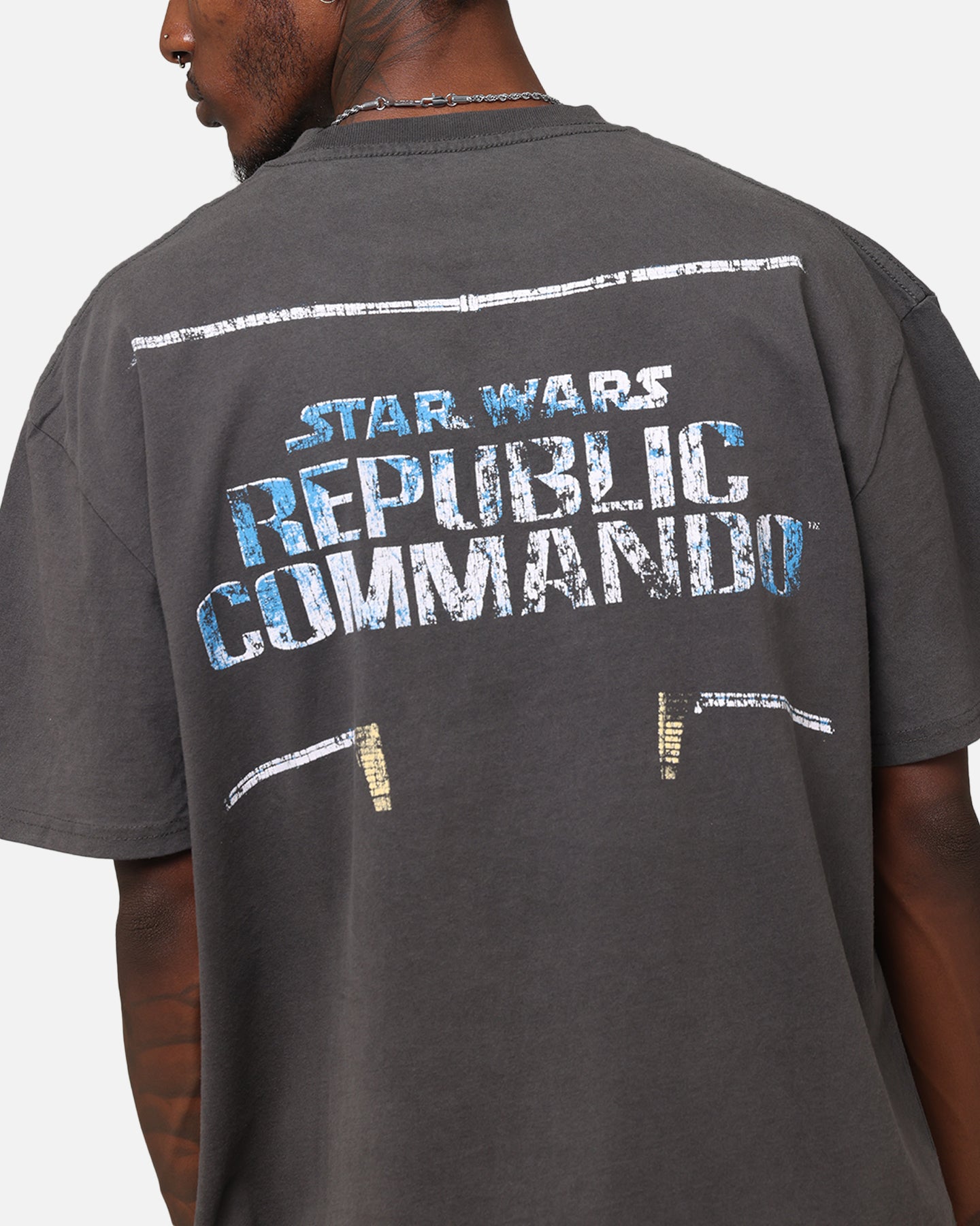 Star Wars Battlefront Republic Commando Heavy Graphic T-Shirt - Black Washed Vintage Style | Gaming Merchandise for Fans & Cosplay Enthusiasts
