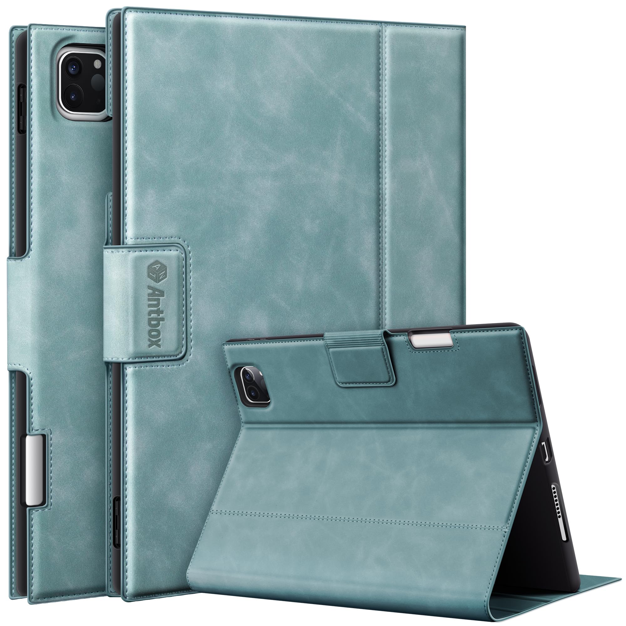 Premium PU Leather iPad Pro 11 Inch Case (2022/2021/2020/2018 Models) with Apple Pencil Holder & Auto Sleep/Wake - Light Blue Protective Cover for Work, School & Travel