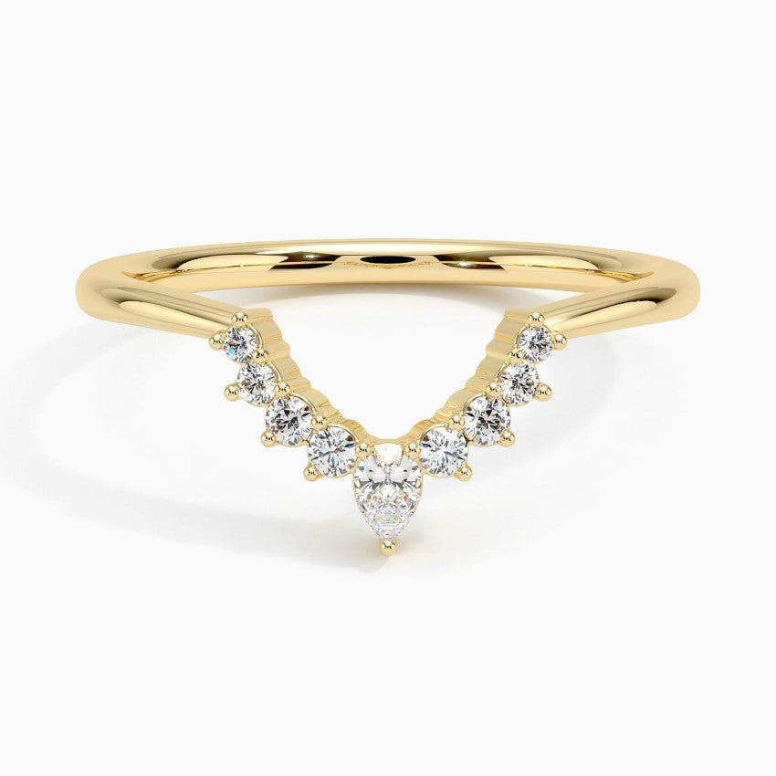 0.12ctw Elongated Lunette Diamond Wedding Band Ring - Size LR38 - Perfect for Bridal, Engagement & Anniversary Jewelry Gifts