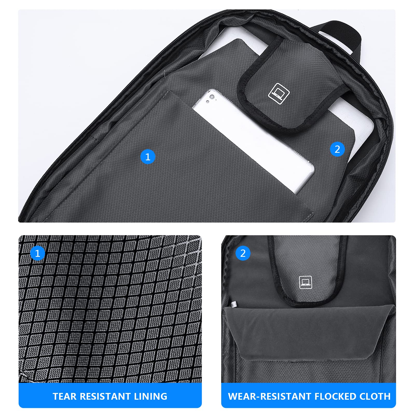 FENRUIEN Anti-Theft Laptop Backpack for Men - Expandable Waterproof Hardshell Business Backpack with USB Charging Port - 15.6 Inch Travel Computer Bag for Work, Commuting & College (Black)