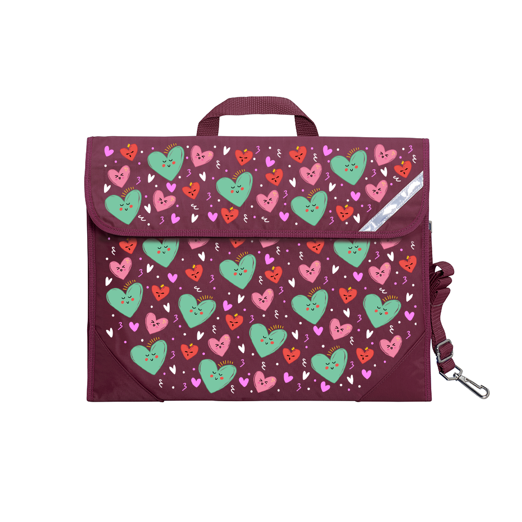 Sweet Hearts Safety Library Bags for Kids - Durable Book Bags with Reinforced Handles for School, Travel & Daily Use - Perfect for Carrying Books, Toys & Essentials