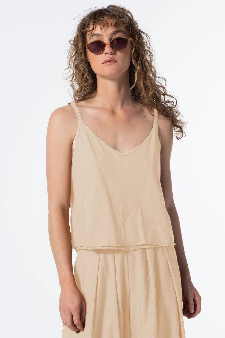Double Layer Tank Top for Women - Soft & Breathable Sand Color Summer Casual T-Shirt - Perfect for Beach, Travel, and Everyday Wear